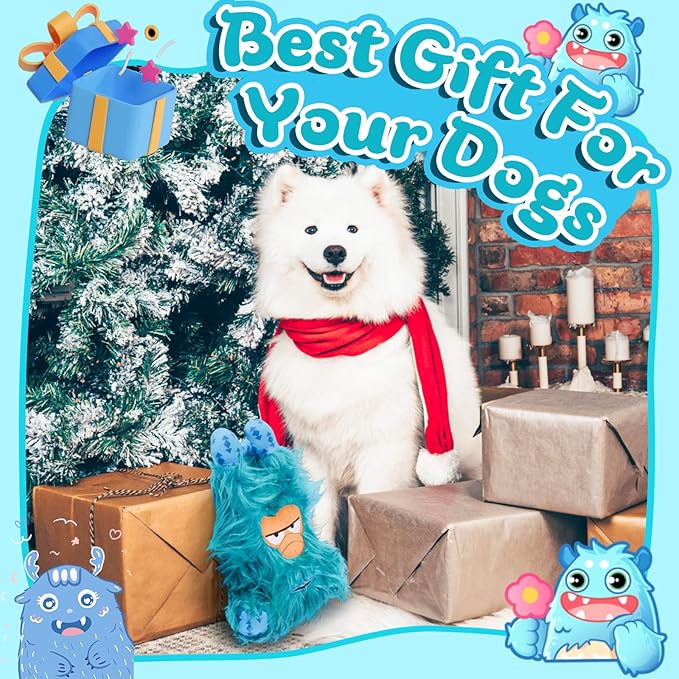 Interactive Monster Dog Chew Toys to Keep Them Busy – Enrichment Squeaky Treat Dispensing Chew Dog Toys for Boredom and Stimulating, Tough Plush Dogs Toy for Large Medium Dogs (A-Green)