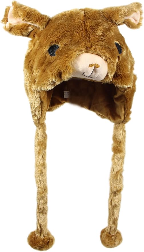 Plush Fun Animal Hats One Size Cap Polyester With Fleece Lining