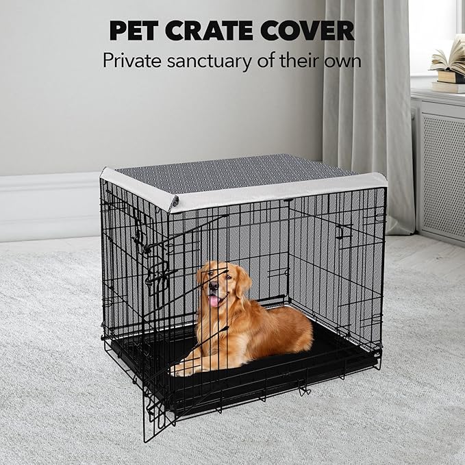 PetPrime Dog Crate Cover Breathable Polyester Indoor Durable Double Door Pet Kennel Cover Fit for 24-48 inches Wire Dog Crate Dog-Cover Only 30inch(30"x18"x21")