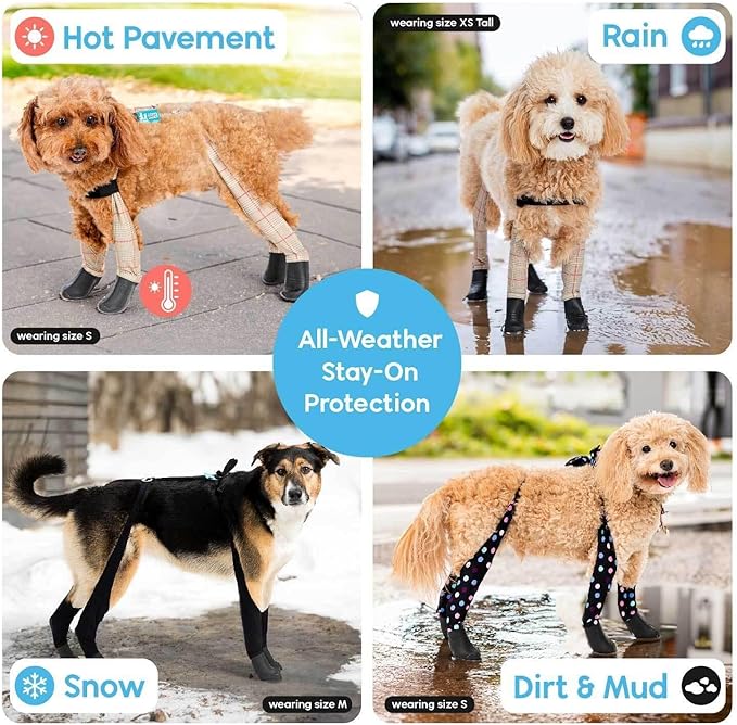 100% Waterproof Dog Boots Connected to Leggings so They Stay on. Easy-On Paw Protectors with an Adjustable fit. Snow & Rain, Anti-Slip Traction, Adjustable Fit, Machine-Washable (Confetti, S)