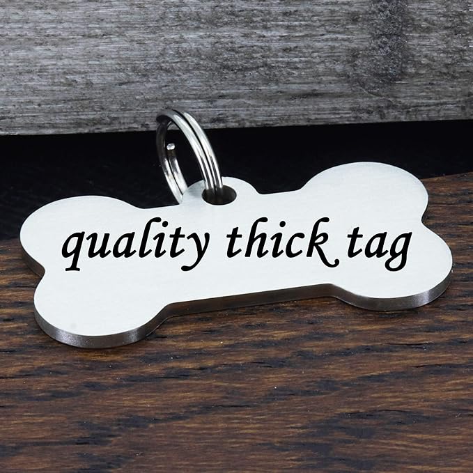 Ultra Joys Custom Personalized Dog ID Tag - Brushed Stainless Steel Bone Tag, Small