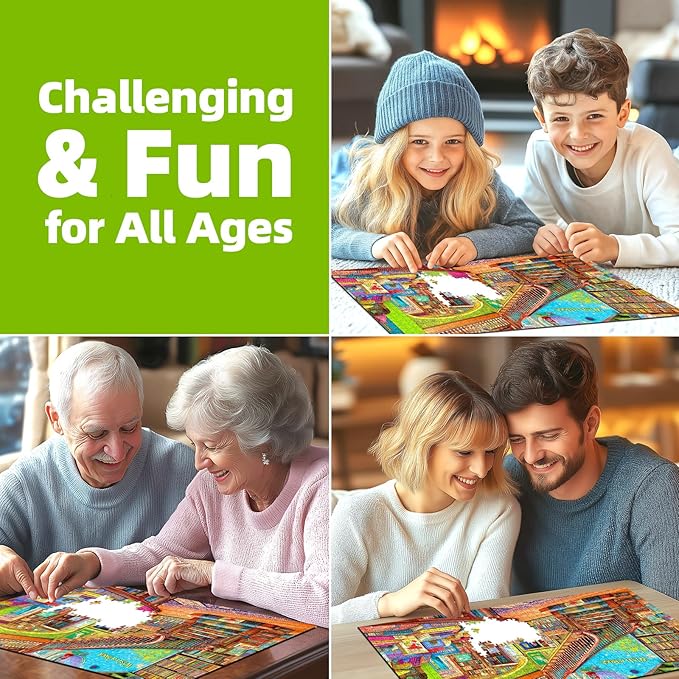 Fantasy Bookstore Adventure 1000 Piece Puzzle for Adults, Fun Puzzles for Adults 1000 Pieces with HD Print & Poster, 27.5 * 19.7 in Dust Free, for Gifts Halloween Christmas Family Games Lovers