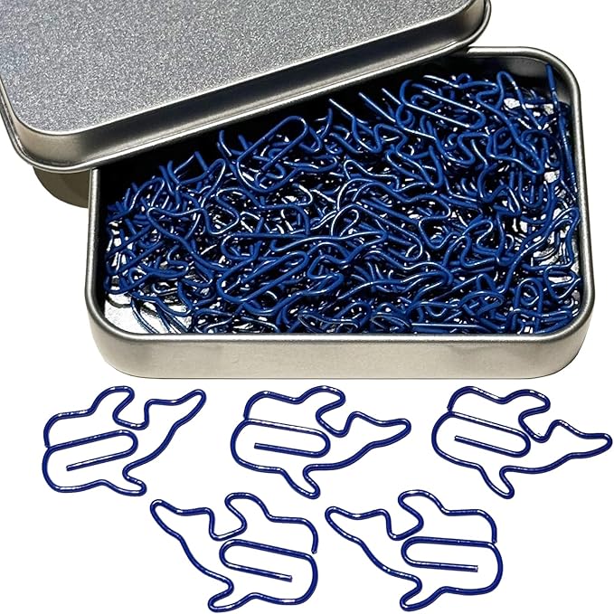 Cute Paper Clips, 60PCS Whale Fish Paper Clips Animal Bookmarks Clips, Assorted Colors, Fun Office Gifts for Women Men Coworkers Teachers Students Girls Boys, Christmas Gifts