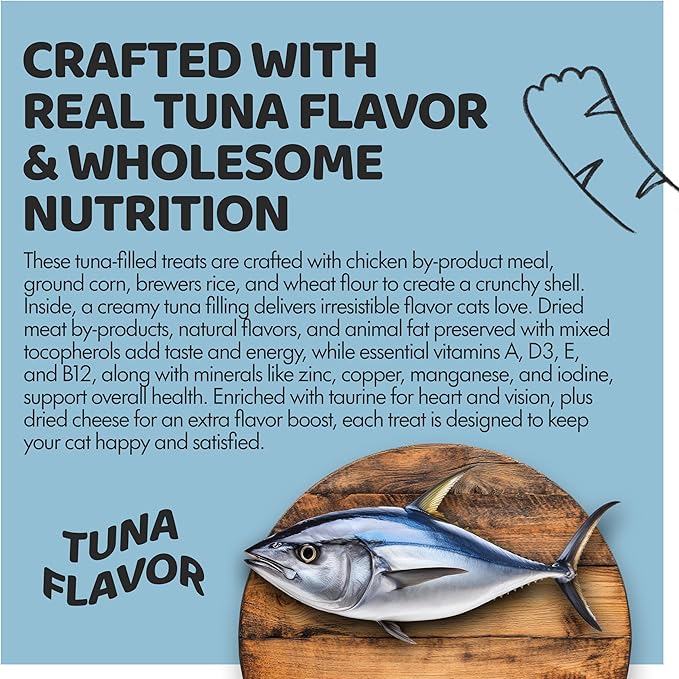 Crunchy Cat Treats – Dual‐Texture Crunch & Creamy Soft Feline Snack Bites for All Life Stages, Great for Training Treat Value Bags (2 Pound, Tuna)