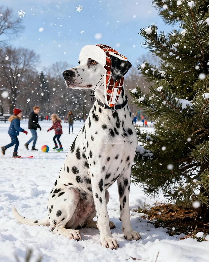 PET SHOW Dog Trapper Hat Winter Hat for Medium Large Dogs Fall Thanksgiving Warm Fleece Aviator Hats with Ear Flaps Adjustable Outdoor Boy Pet Pilot Costume Cap L-Orange Plaid/with Ear Holes
