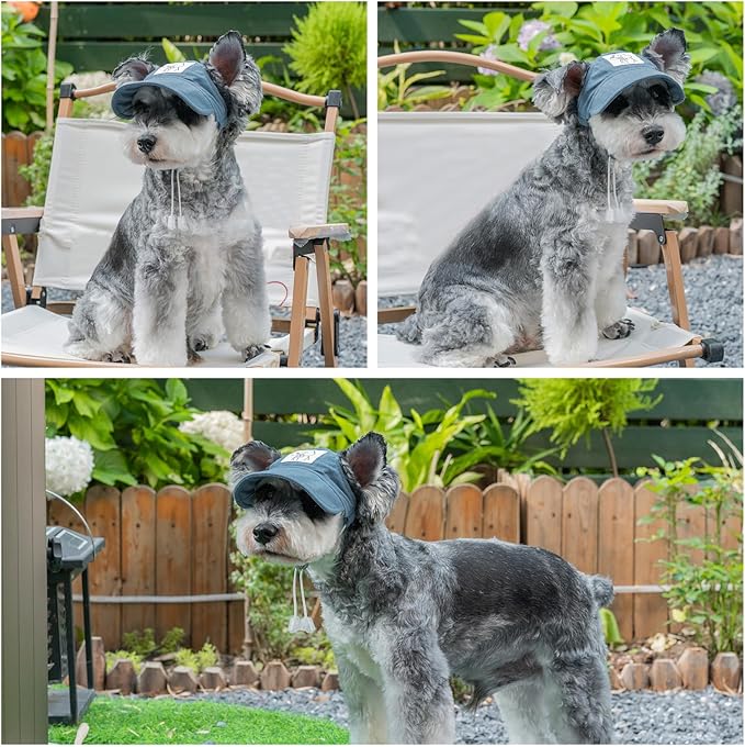 Pet Dog Baseball Cap, Cat Hat, Cat Dog Sun Cap with Ear Holes, Adjustable Puppy Outdoor Sun Hat (Blue, X-Large)