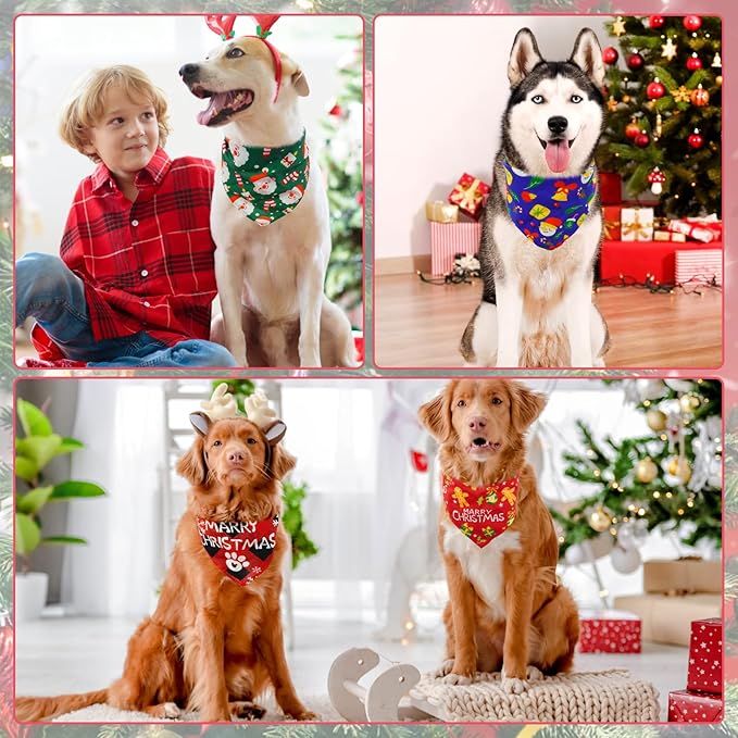 KOOLTAIL Fall Dog Bandana, Festival Plaid Pets Scarf, Halloween Thanksgiving Christmas Bandanas Bulk Daily Use in Autumn and Winter Accessories, Holiday Dog Bandanas for Small Medium Large Puppy Cats
