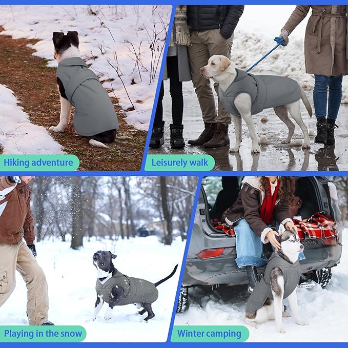 MIGOHI Warm Dog Coat Winter Dog Jacket,Waterproof Cold Weather Coats for Dogs,Fleece Jacket for Small Medium Large Dogs,Reflective Thick Fleece Vest with Leash Hole