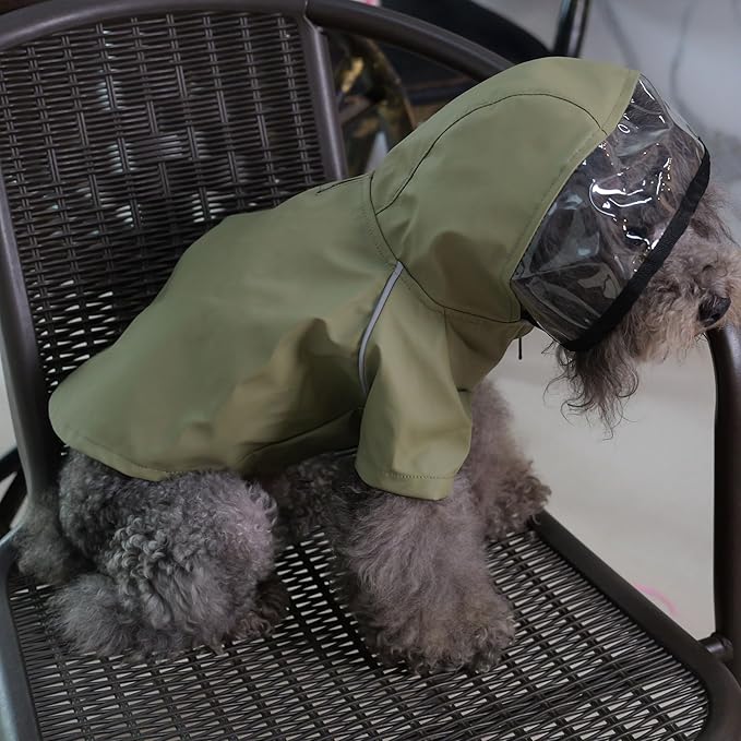 LoveLonglong Premium Waterproof Dog Raincoat with Reflective Safety Features Pet Raincoats for Large Medium Small Dogs Khaki M