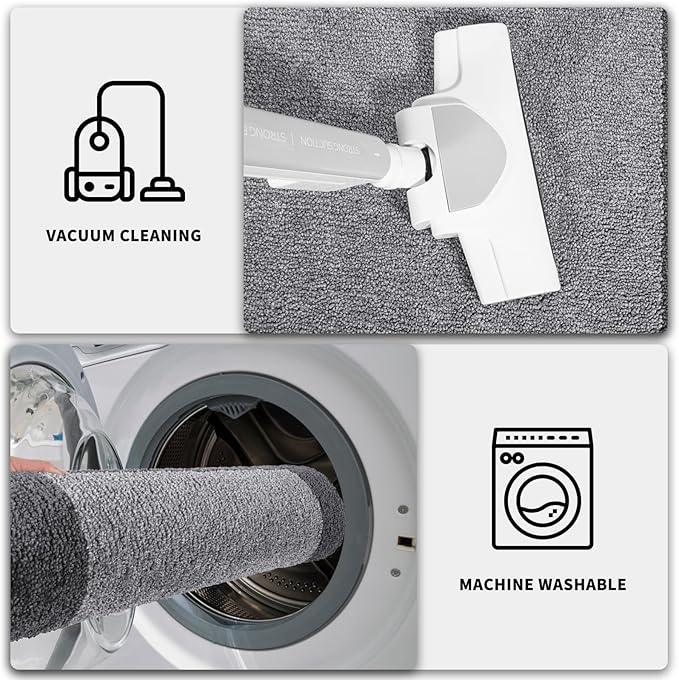 PURRUGS Dirt Trapping Door Mat 24" x 36", Non-Slip/Skid Machine Washable Entryway Rug, Shoes Scraper, Throw Rug, Super Absorbent Area Rug for Muddy Wet Shoes and Paws, Light Grey & Grey