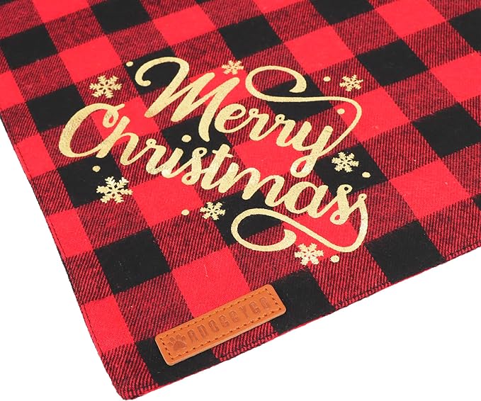 ADOGGYGO 2 Pack Dog Bandana Christmas Classic Plaid Triangle Pet Scarf Bibs Kerchief Merry Christmas Bandanas for Medium Large Dogs Pets (Large)