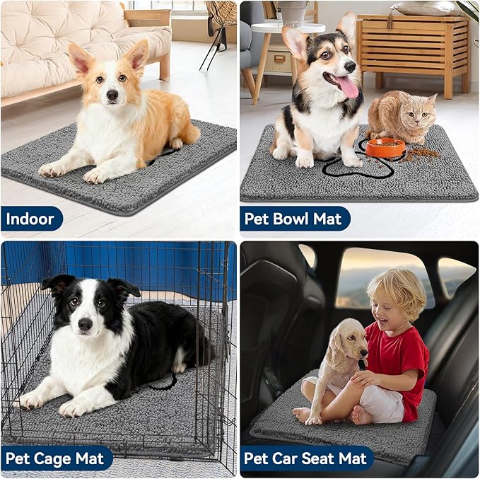 Super Absorbent Dog Door Mat, 36"*24“ Anti Slip Mat for Muddy Paws, Pet Rugs for Dirty Paws Washable That Absorbs Moisture and Dirt, for Dog Cage and Pet Resting Carpet