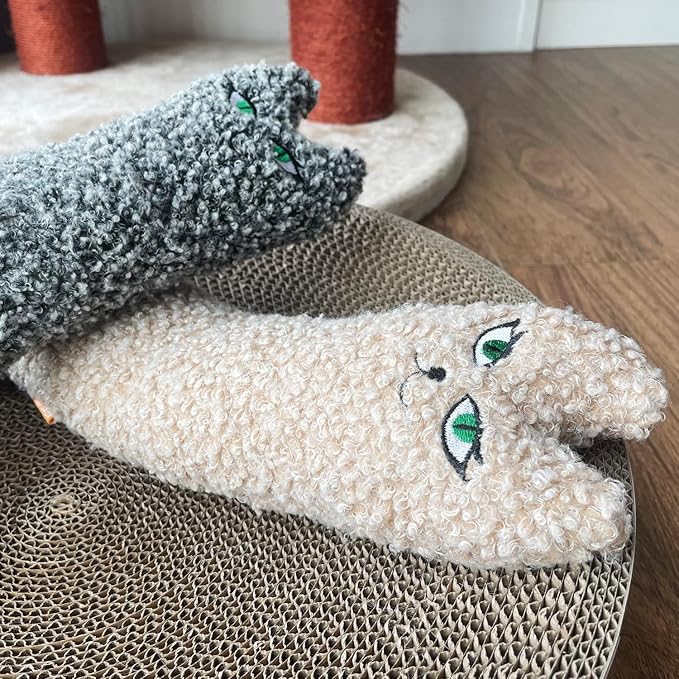 TTcat Catnip Silvervine Matatabi Pillow for Cats & Kittens,Cat Kicker Toy,Large Size Cat Pillow Soothing Plush Cat Toy(Grey).