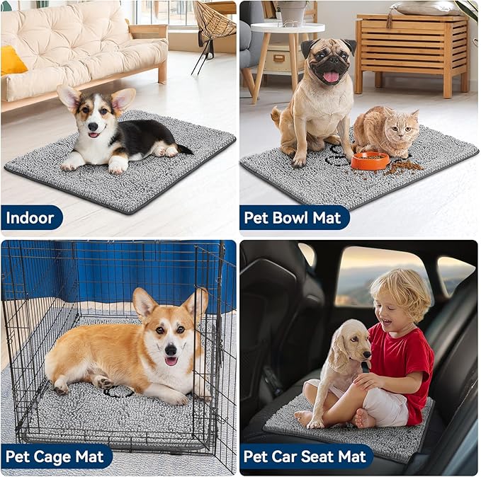 Super Absorbent Dog Door Mat, 30"*20“ Anti Slip Mat for Muddy Paws, Pet Rugs for Dirty Paws Washable That Absorbs Moisture and Dirt, for Dog Cage and Pet Resting Carpet