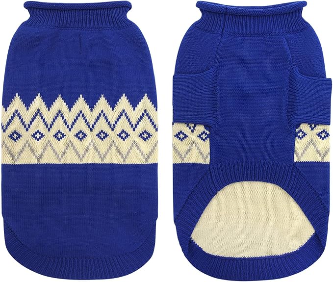 Queenmore Warm Dog Sweater, Soft Pet Knitwear, Knitted Pullover, Winter Pet Clothes for Small Medium Dogs Cats