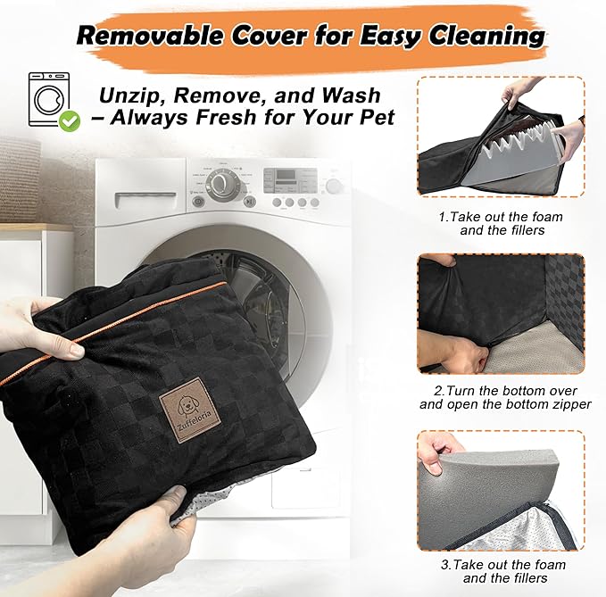 Large Dog Car Seat for Back Seat – Removable Dog Booster Seat & Washable Pet Car Seat for Medium & 2 Small Dogs up to 60lbs – Safety Straps & Storage Pocket – Travel & Home Use (Black)