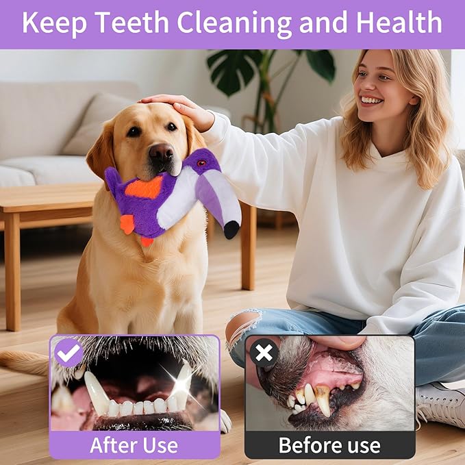 Dog Toys Plush,Squeaky Dog Toys,Cute Tantou Plush Toy for Small Dogs,Soft Stuffed Interactive Chew Toys to Keep Them Busy(Purple)