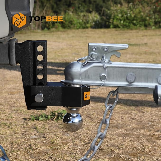Tow Hitch- Fits 2.5'' Receiver Only, 6'' Drop/Rise Drop, Dual Ball (2'' X 2-5/16''), Adjustable Aluminum Trailer Hitch for Heavy Duty Truck -18,500 Gtw with Trailer Locks