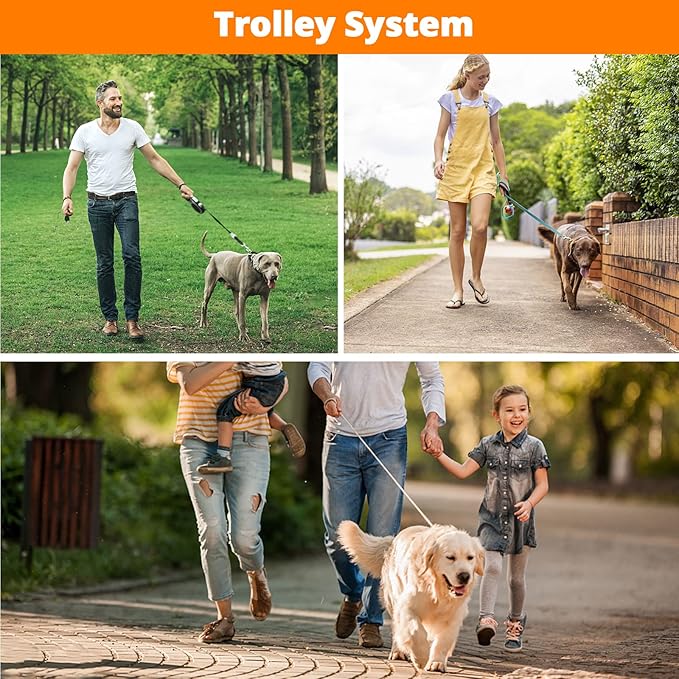 Long Dog Leash 15 FT: Heavy Duty Rope Leashes for Dogs Training with Swivel Lockable Hook Reflective Threads Bungee and Padded Handle - Dog Lead for Large Small Medium Dogs Outside Walking Hiking