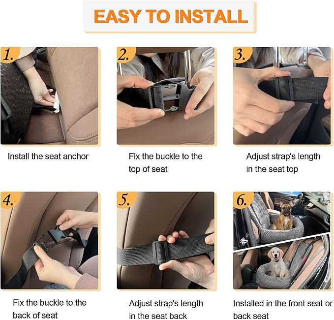 Sephyroth Dog Car Seat for Small/Medium Dogs,Dog Car Bed Washable Pet Travel Safety Seat,Super Soft Safe Removable Puppy Car Seat(Gray)