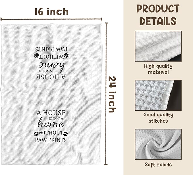 TNUW Dog Themed Gifts Kitchen Towels 16'24', Dogs Mom Gifts for Women, Dog Decorations for The Home, House Warming Gifts New Home, Paw Prints Kitchen Tea Hand Towels,