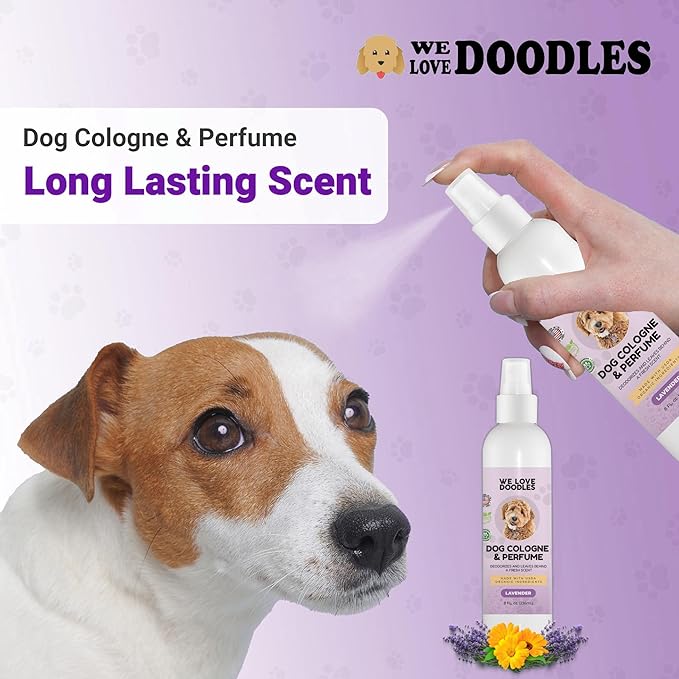 We Love Doodles Dog Face Comb and Dog Cologne & Perfume Bundle - Fine Tooth Flea Comb for Dogs and Tear Stain Remover Metal Comb - Deodorizing Pawfume for Pets, Organic, Long Lasting After Bath, Made
