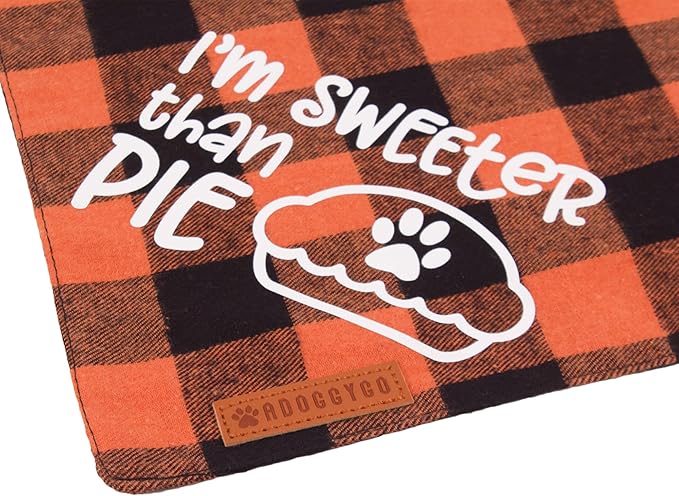 ADOGGYGO Thanksgiving Dog Bandanas, Orange Plaid Pet Scarf, Premium Cotton Fabric, Multiple Sizes Offered, Fall Thanksgiving Bandanas for Large X-Large Dogs Pets (X-Large)