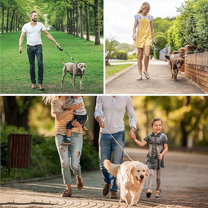 Long Dog Leash 10 FT: Heavy Duty Rope Leashes for Dogs Training with Swivel Lockable Hook Reflective Threads Bungee and Padded Handle - Dog Lead for Large Small Medium Dogs Outside Walking Hiking