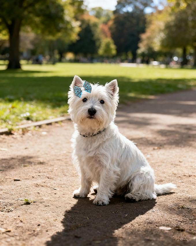 PET SHOW 10 Pack 2" Leopard Small Dogs Hair Bows with French Clips Rhinestone Yorkie Barrette Clip Bowknot for Medium Dogs Puppy Pet Cheetah Topknot Cat Grooming Hair Accessories