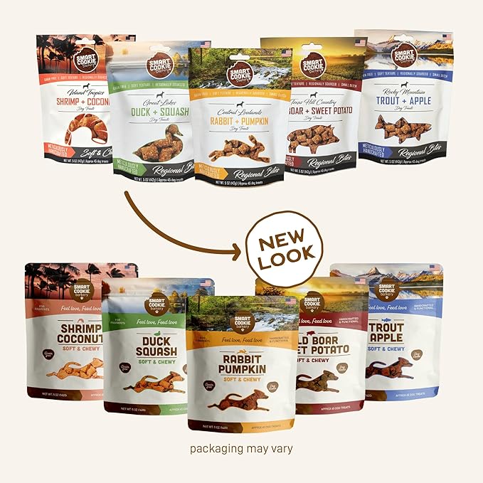 Smart Cookie All Natural Soft Dog Treats - 5 Flavor Variety Pack (5oz Each) - Healthy Dog Treats for Dogs & Puppies with Allergies, Sensitive Stomachs - Chewy, Grain Free, Made in USA