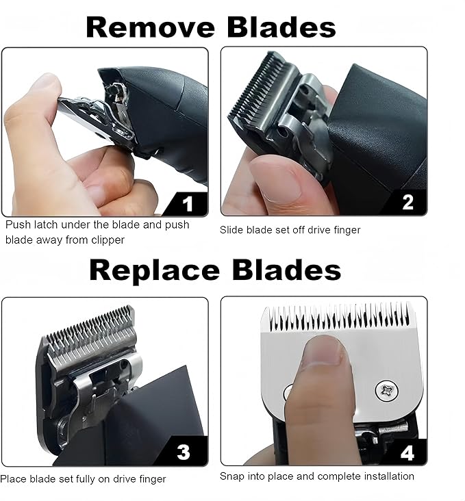 10+7+5+4 Skip Tooth Blades,Detachable Pet Dog Grooming Steel Blade Compatible with Oster A5,Wahl KM10 Series Clippers,Cut Length 1/8-Inch (3.2mm),4 Pack