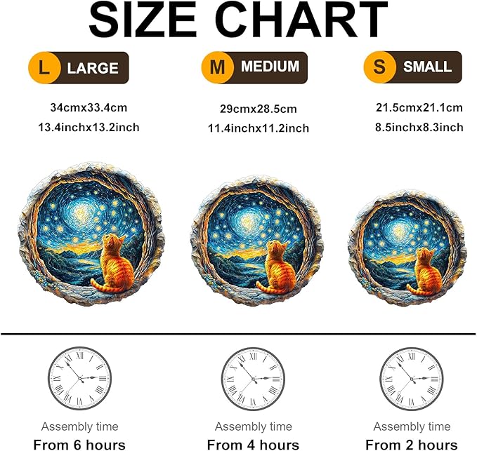 Jigfoxy Wooden Puzzles for Adults, Starry Night Wood Puzzles Adult, Unique Animal Shape Wooden Jigsaw Puzzles for Adults, Birthday Gifts for Puzzle Lovers, Family, Friend (L-13.4 * 13.2in-275pcs)