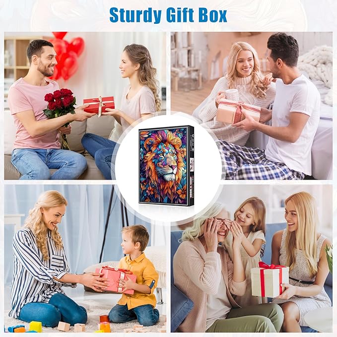 Puzzles for Adults 1000 Pieces, Colorful Lion Flowers Abstract Art Jigsaw Puzzle with Letters on Back, Premium Family Games Decor and Gift, 20x28 Inch