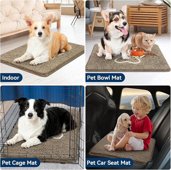 Super Absorbent Dog Door Mat, 36"*24“ Anti Slip Mat for Muddy Paws, Pet Rugs for Dirty Paws Washable That Absorbs Moisture and Dirt, for Dog Cage and Pet Resting Carpet
