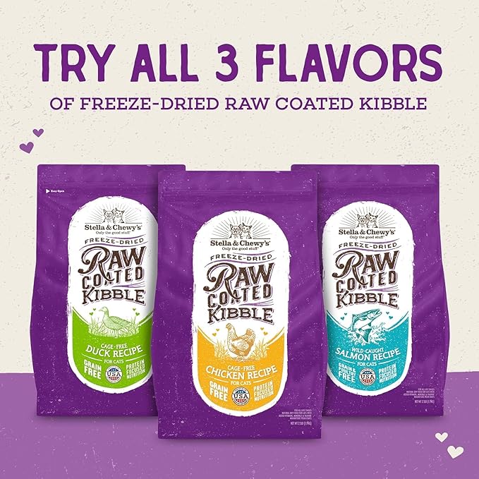 Stella & Chewy's Raw Coated Cat Food - High Protein, Grain-Free Kibble with Cage-Free Chicken - Premium Digestive Support with Probiotics - Natural Small Kibble - Perfect For Picky Eaters - 2.5lb Bag