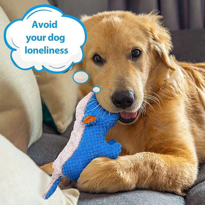 IOKHEIRA Dog Plush Toys for Aggressive Chewers, Indestructible Dog Squeaky Toys with Crinkle Paper, Durable Teething Chew Toys for Medium and Large Breed (Blue)