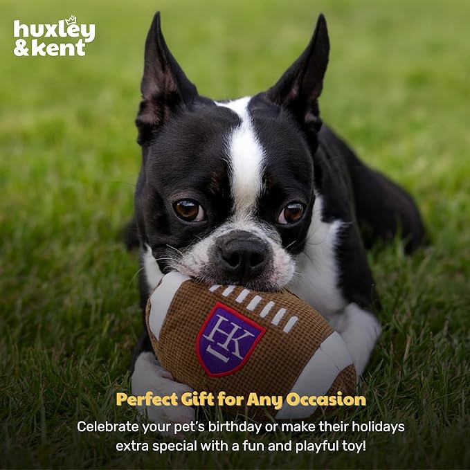 Huxley & Kent Funny Dog Toy w/Squeaker – Power Plush Squeaky Dog Toys for Small, Medium & Large Dogs – Soft Stuffed Animal for Indoor Play & Fetch - HK Football, Large