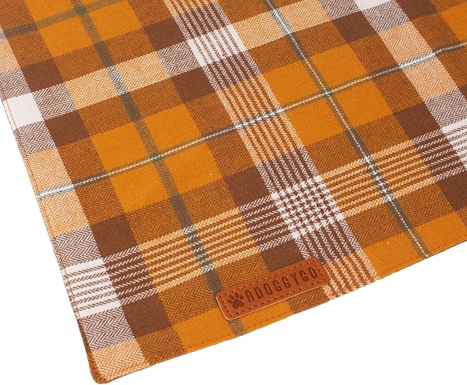ADOGGYGO 4 Pack Plaid Dog Bandana for Fall Halloween Thanksgiving Christmas, Red Green Orange Plaid Pet Scarf Plaid Holiday Bandanas for Extra Large Dogs Pets (X-Large)
