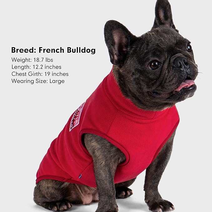 cyeollo Fleece Dog Sweater, Turtleneck Dog Sweatshirt Stretchy Pullover Fleece Vest Warm Winter Fall Clothes for Small Dogs Boy Girl Pet Apparel, Red L