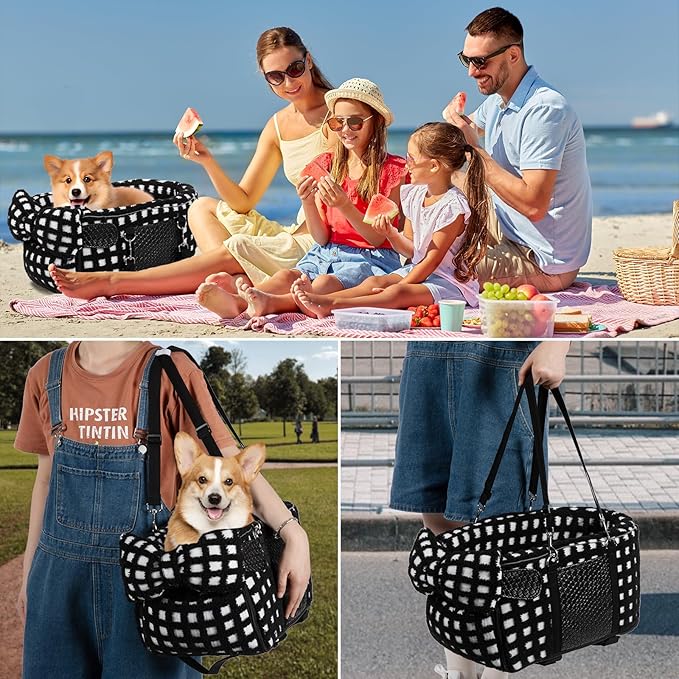 Dog Car Seat for Small Dogs, Center Console Dog Car Seat, Comfortable Pet CarSeat, Portable Pet Booster Seats with Safety Belt and Soft Cushion, Puppy CarSeats for Dogs & Cats Under 15 lbs