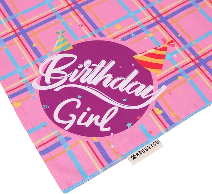 ADOGGYGO Dog Birthday Party Supplies, Pink Birthday Girl Pet Bandana Hat Bowtie Set for Large and Extra Large Dogs (X-Large)