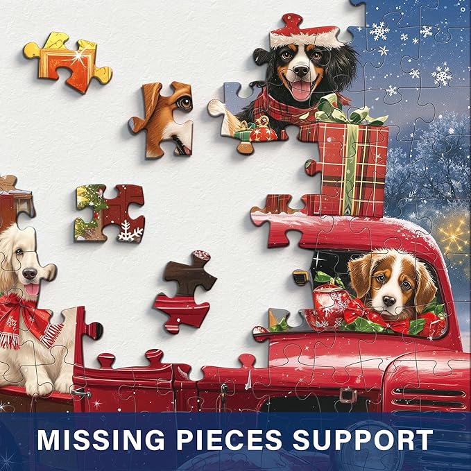 Santa Paws Jigsaw Puzzles 1000 Pieces for Adults -Challenging Christmas Puppy Blessings Art, Premium Matte Finish, 27.56 x 19.68 Inches, Perfect for Game Nights