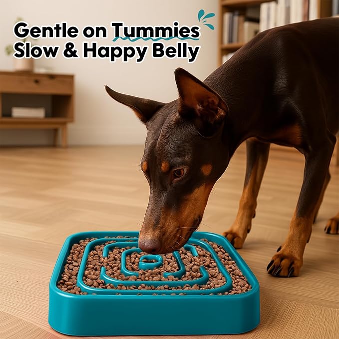 TOBYTO Slow Feeder Dog Bowls for Large Medium Breed, Anti-Choking Pet Slow Feeding Food Bowl, Non Slip Maze Puzzle Dog Feeder Bowl Prevent Bloating,Dark Green