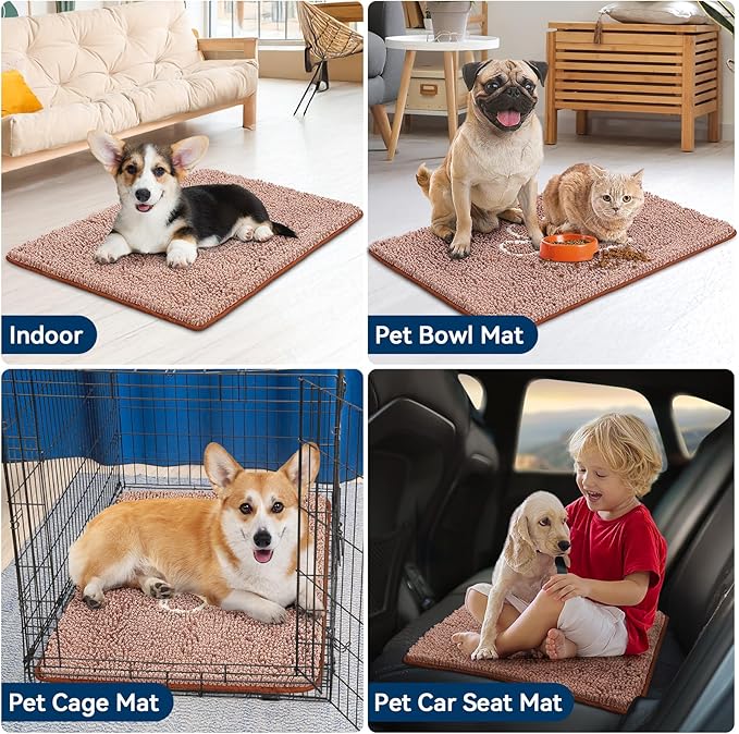 Super Absorbent Dog Door Mat, 30"*20“ Anti Slip Mat for Muddy Paws, Pet Rugs for Dirty Paws Washable That Absorbs Moisture and Dirt, for Dog Cage and Pet Resting Carpet