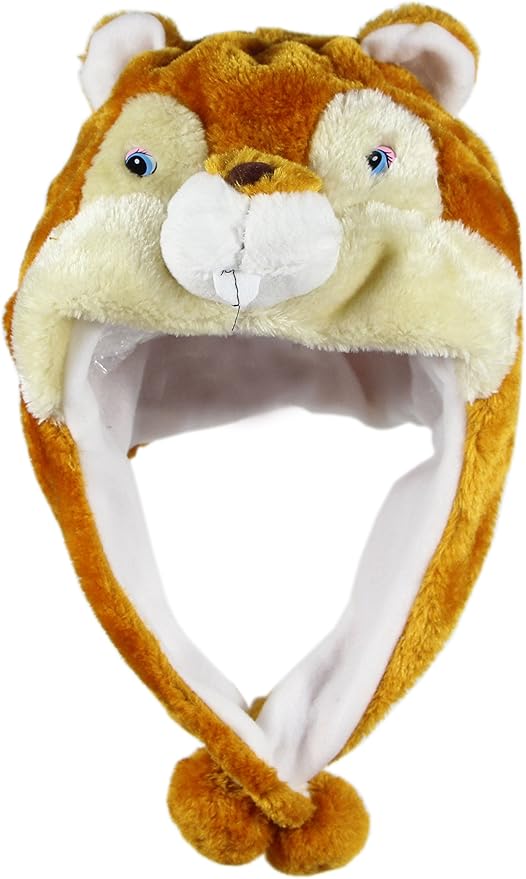 Plush Fun Animal Hats One Size Cap Polyester With Fleece Lining