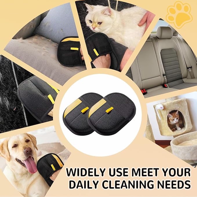 Pet Hair Removal Gloves for Cats & Dogs, Reusable & Washable Electrostatic Pet Hair Remover Gloves Tool, The Magic Brush Pet Hair Remover for Laundry, Couch, Furniture, Carpet, Car Seat Surface (2pcs)