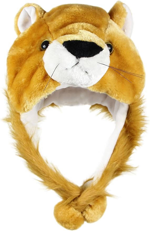 Plush Fun Animal Hats One Size Cap Polyester With Fleece Lining