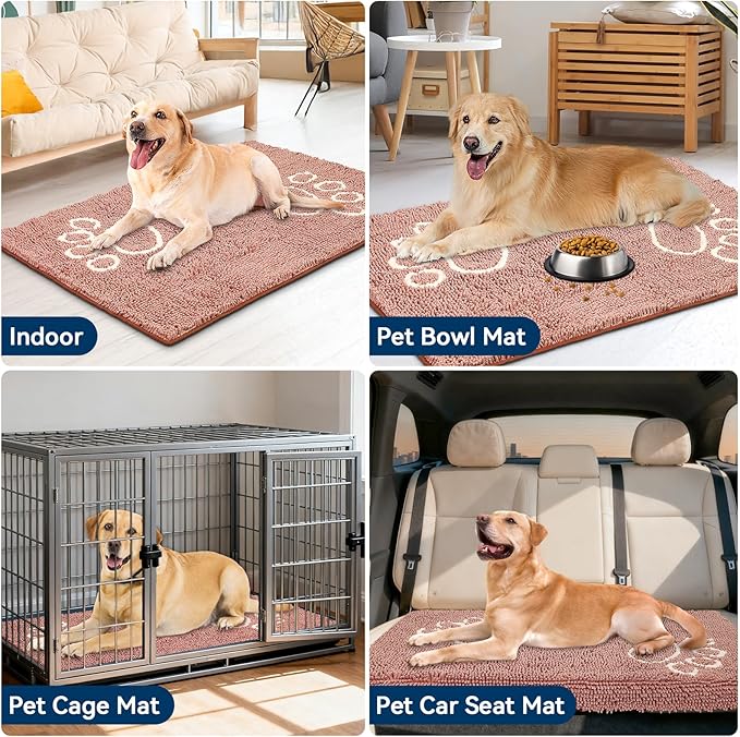 Super Absorbent Dog Door Mat, 48"*30“ Anti Slip Mat for Muddy Paws, Pet Rugs for Dirty Paws Washable That Absorbs Moisture and Dirt, for Dog Cage and Pet Resting Carpet
