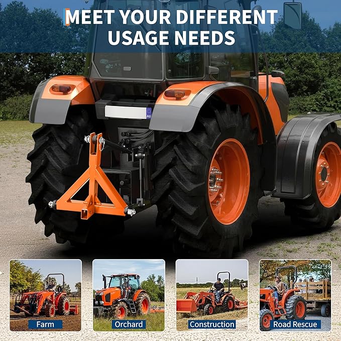 Garvee 3 Point 2" Receiver Trailer Hitch Heavy Duty Drawbar Adapter Cat 1 Tractor Tow Compatible,10,000Lb Tractor 3 Point Hitch Receiver,Towing Ball Mount, Tractors Standard Category 1