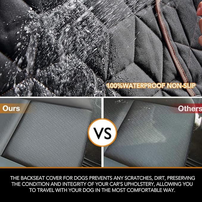 Dog Car Seat Cover for Back Seat, Heavy-Duty Non-Slip Waterproof Car Bench Protector for Pets,Compatible with Middle Armrests ,Dog Seat Cover Universal for Cars Trucks and SUVs